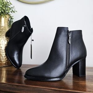 NEW AquaDiva Genuine Leather Waterproof Heel Black Insulated Boots Women's 8.5